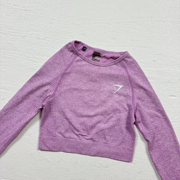 Gymshark Seamless Long Sleeve Crop Top Lilac Purple, Size XS - Picture 2 of 6